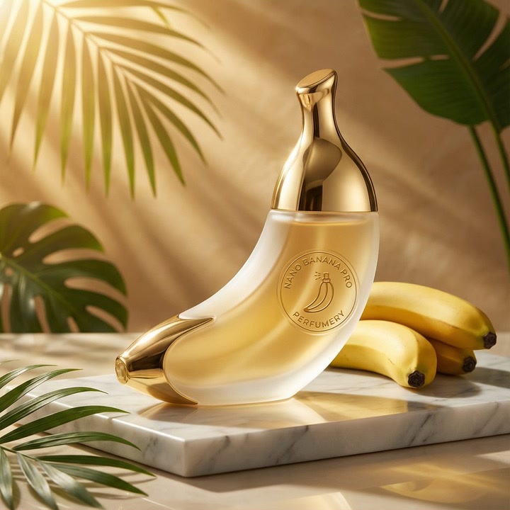 Banana perfume opening image in square framing